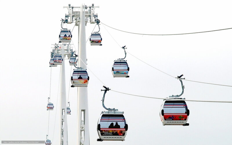 Cable cars on a large structure