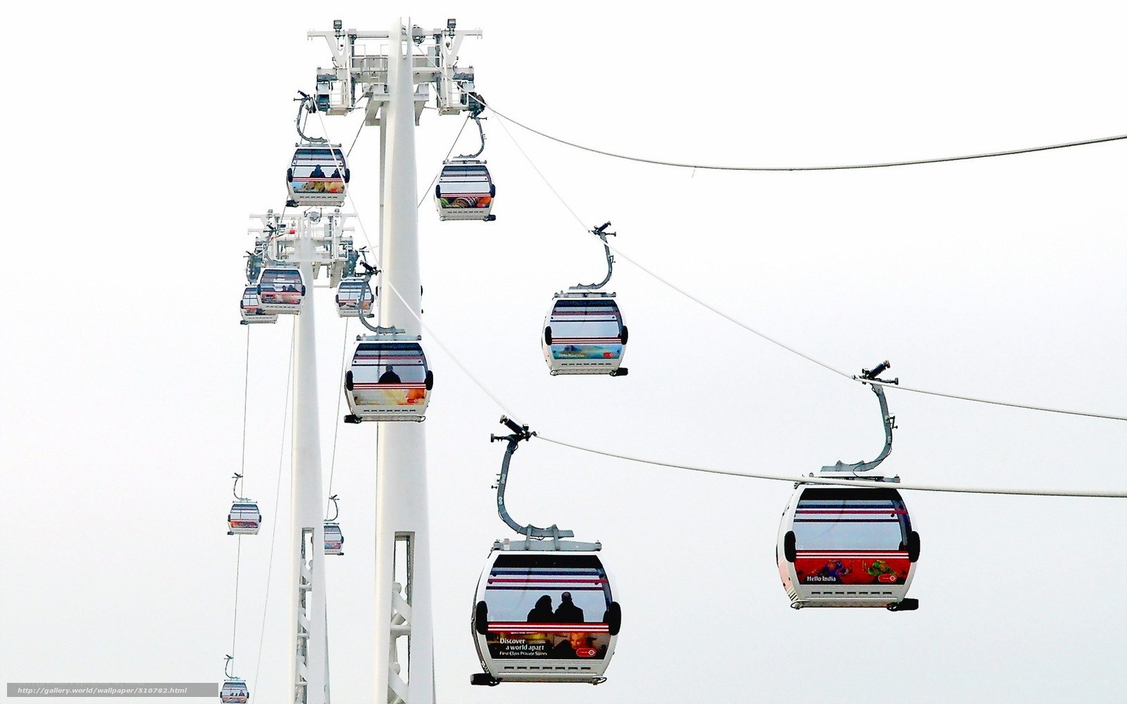 Cable cars on a large structure