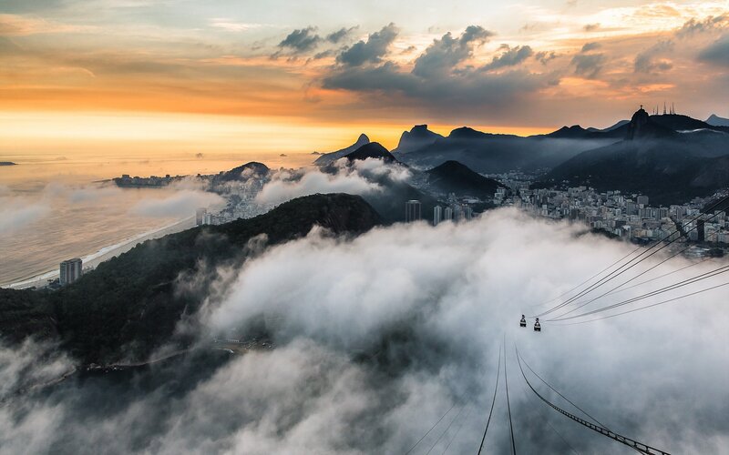 Cable Cars over City