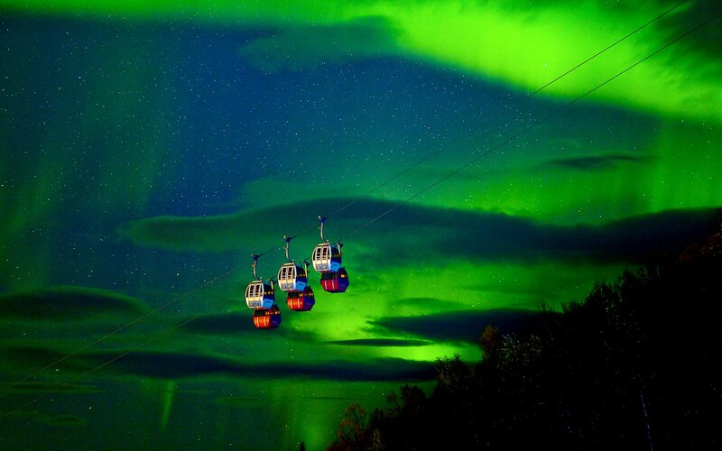 Cable Cars under Aurora
