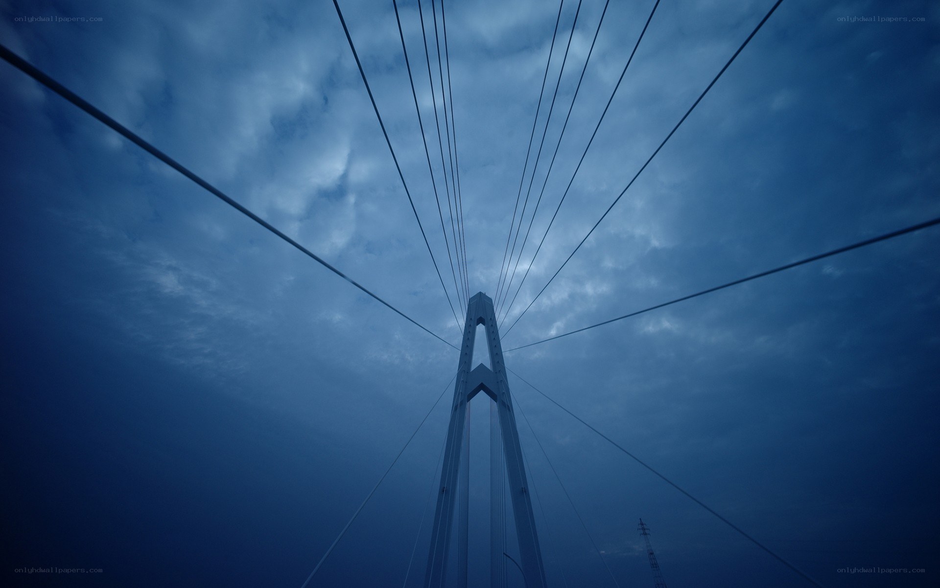 Cable-stayed bridge at dusk