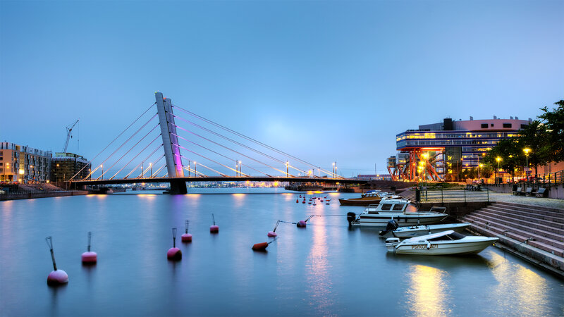 Cable-stayed Bridge at Dusk — Blue
