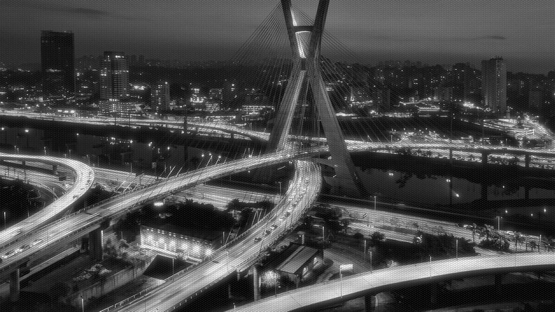 Cable-stayed Bridge at Night — Black, Dramatic, Photograph, Highway