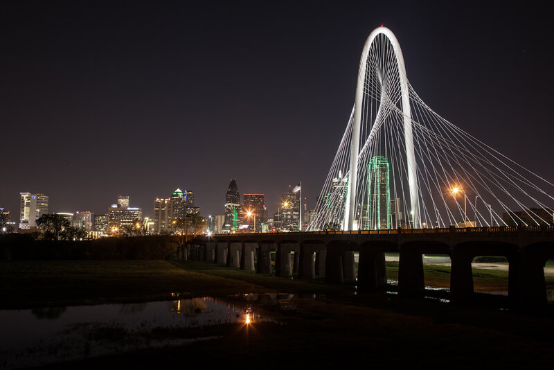 Cable-stayed Bridge at Night — Black, Dramatic, Photograph