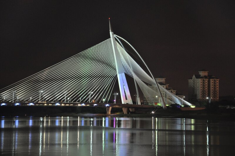 Cable-stayed Bridge at Night