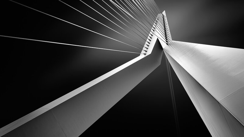 Cable-stayed Bridge — Black, Dramatic