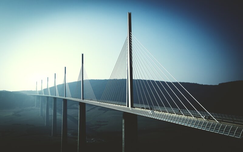 Cable-stayed Bridge — Blue, Dramatic, Morning