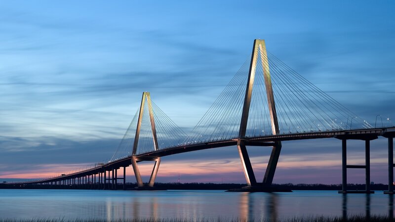 Cable-stayed Bridge — Blue, Serene, Sunset