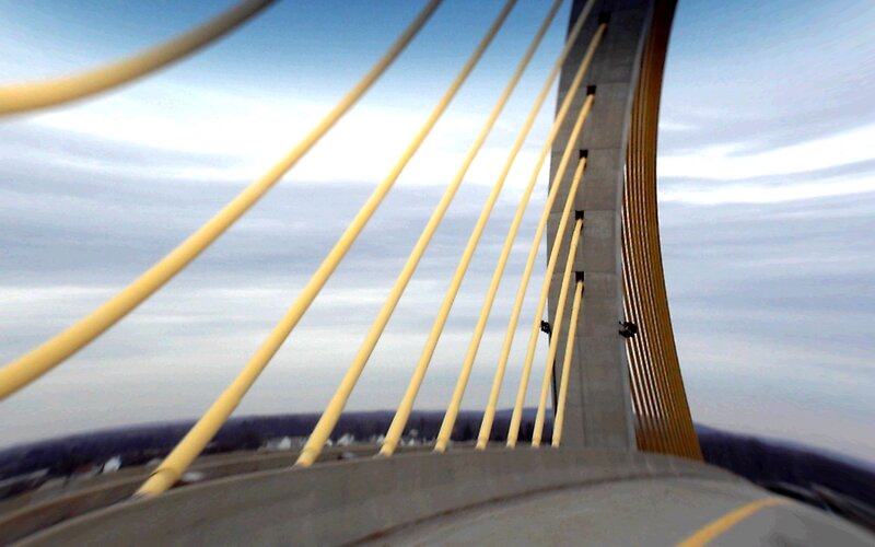 Cable-stayed bridge from below