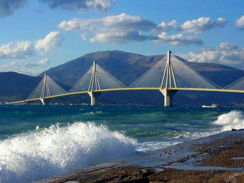 Cable-stayed bridge over sea