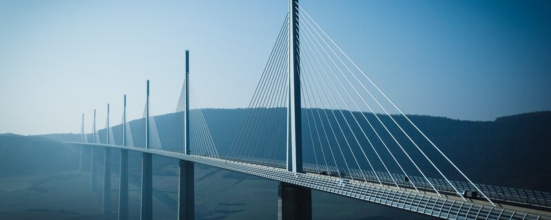 Cable-stayed bridge over valley