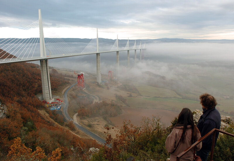 Cable-stayed bridge under construction