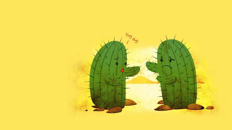 cacti hugging each other