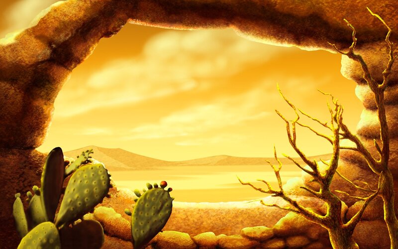 Cactus and Dead Tree — Yellow