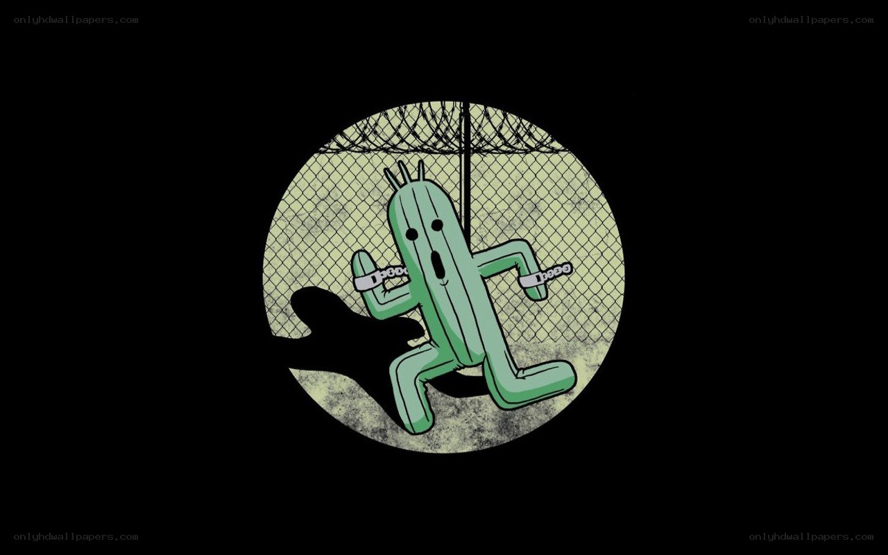 cactus character behind fence