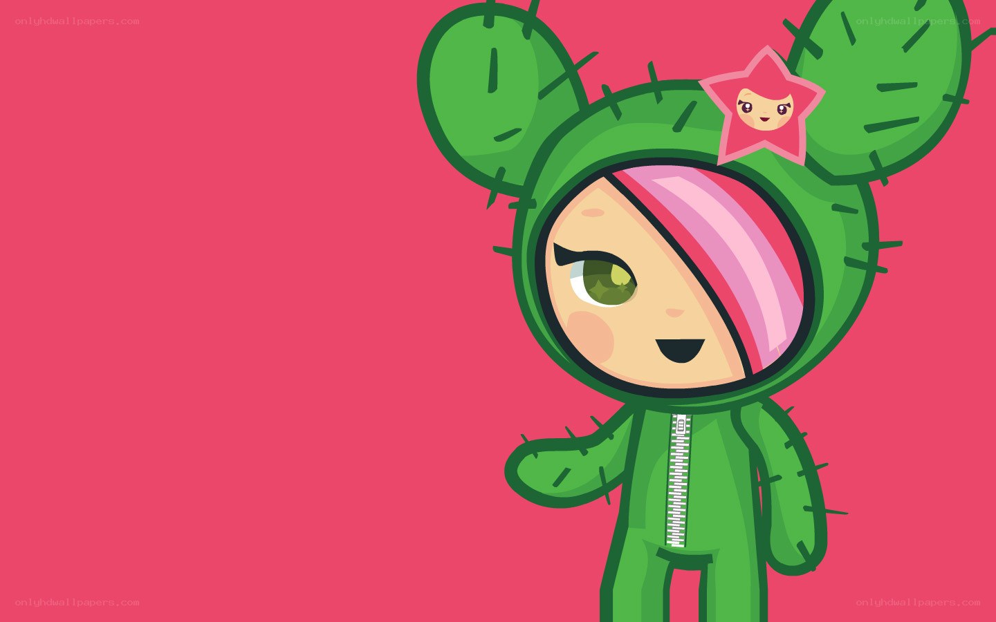cactus character with star hat