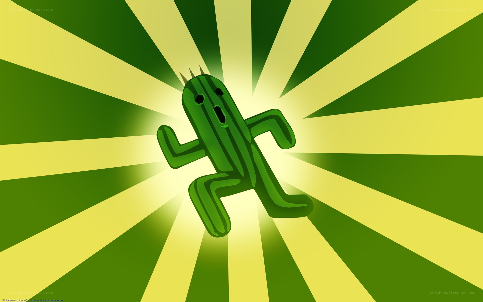 Cactus character with sunburst