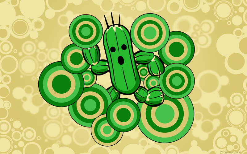 Cactus character with target patterns