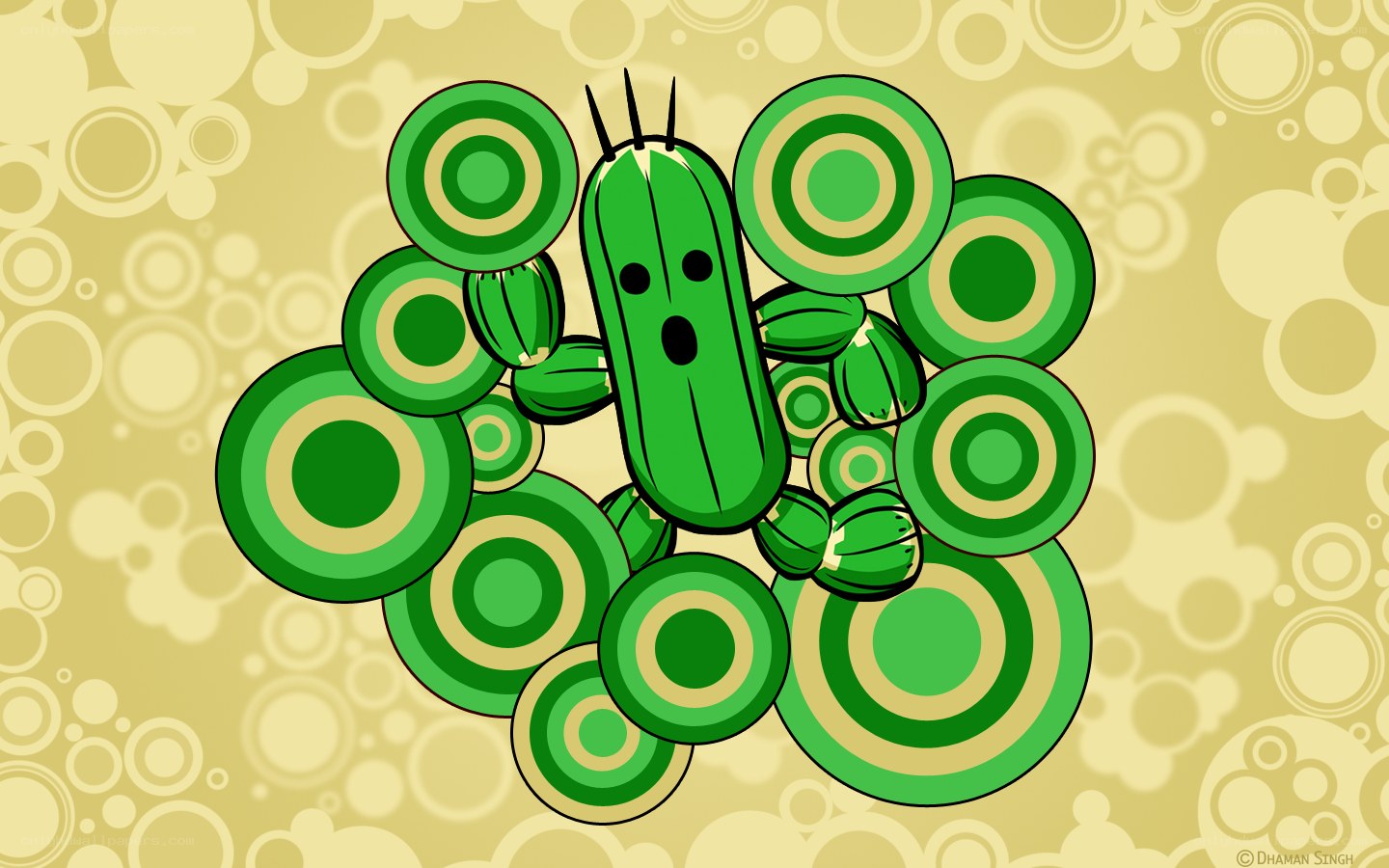 Cactus character with target patterns