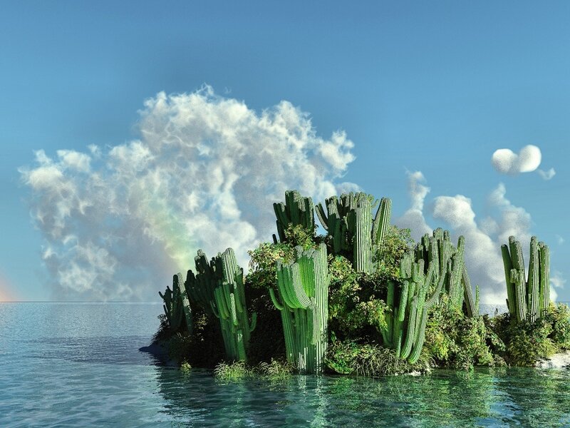 Cactus-covered Island