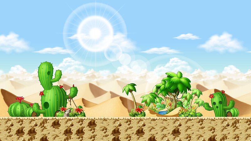 Cactus in Desert Landscape — Green