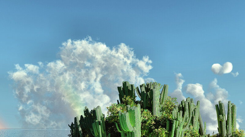 Cactus Island with Clouds