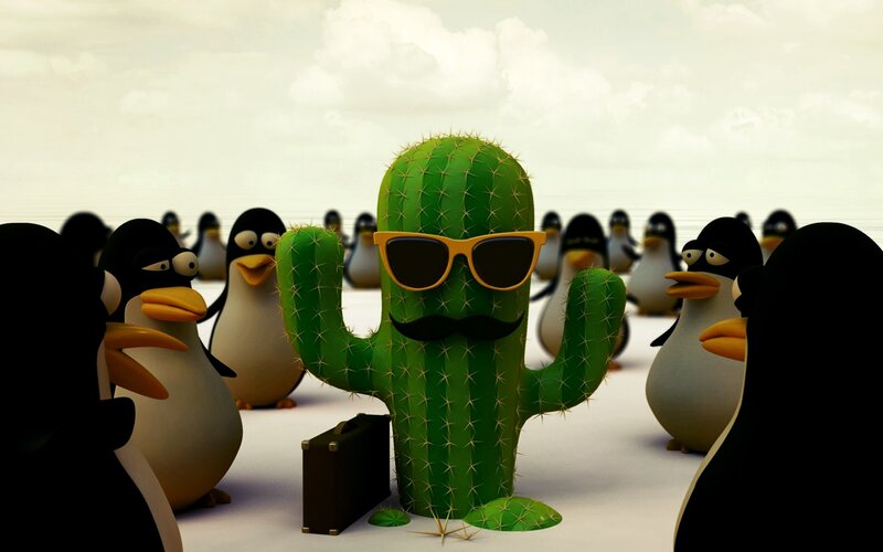 cactus with penguins
