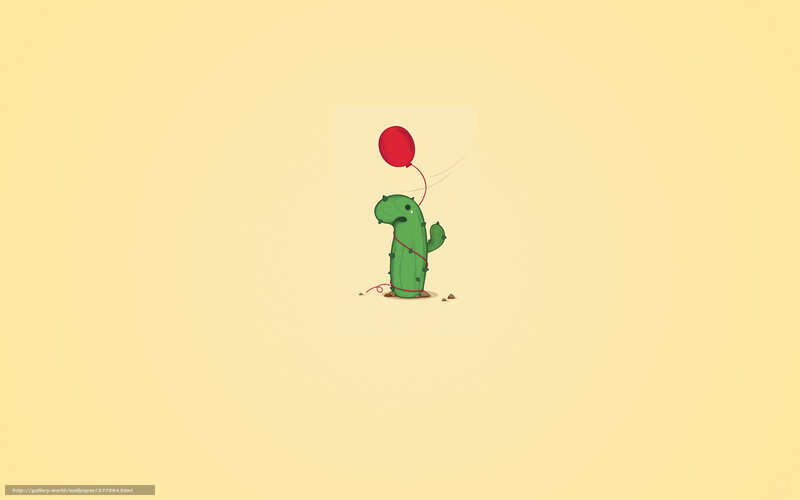 Cactus with red balloon