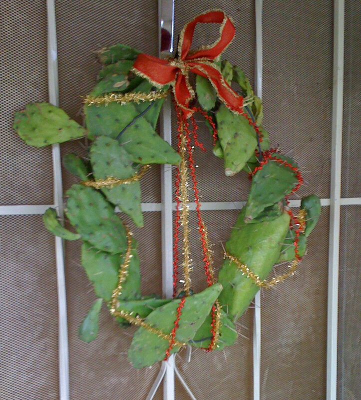 cactus wreath with ribbon