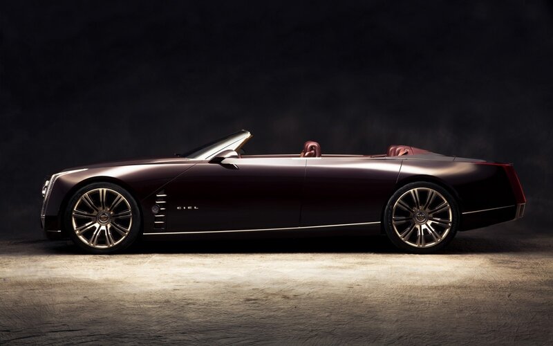 Cadillac Ciel Concept Car — Black, Dramatic, Photograph, Convertible, Wheels, Seats, Brown