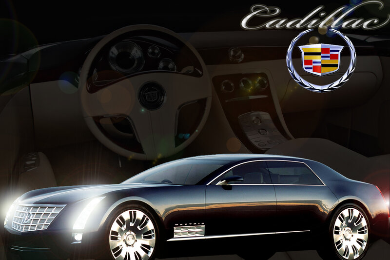 Cadillac Concept Car — Black, Dramatic, Digital Art, Car Interior