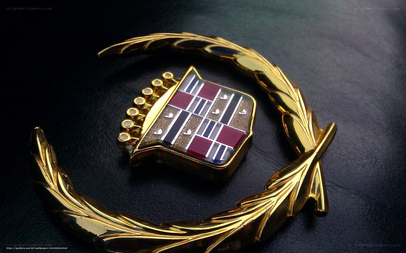 Cadillac emblem on leather