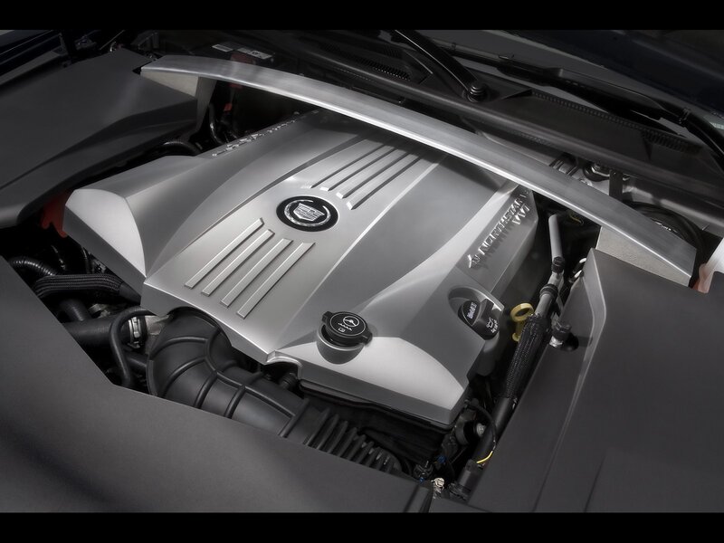 Cadillac Engine Bay — Silver, Neutral, Photograph