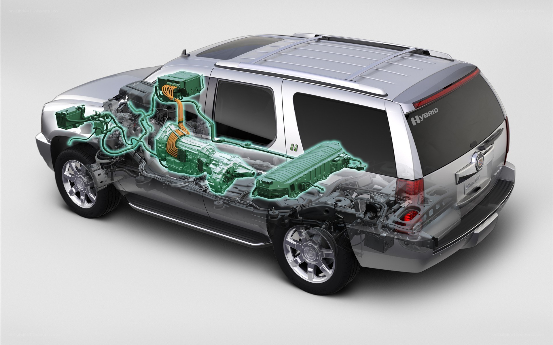 Cadillac hybrid SUV engine view