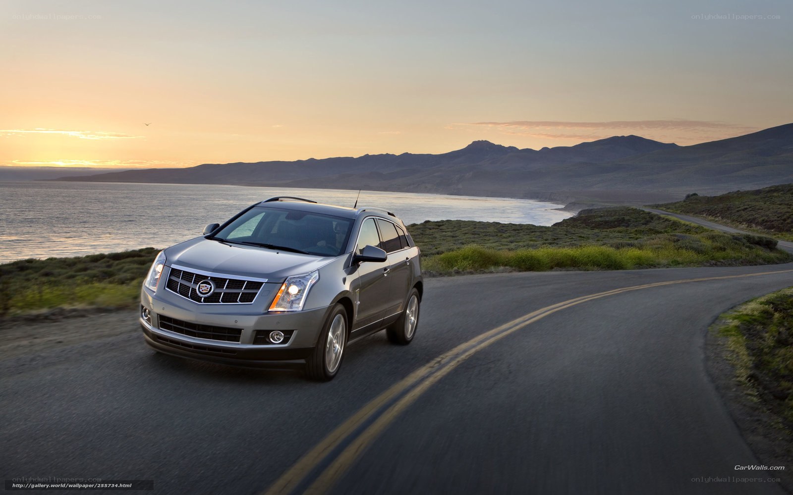 Cadillac SRX on coastal road