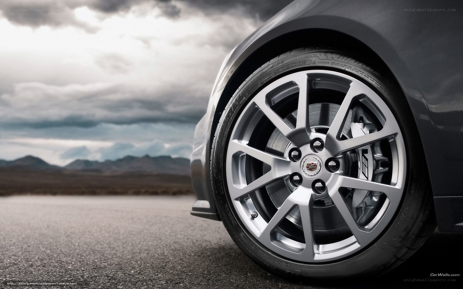 Cadillac wheel on desert road
