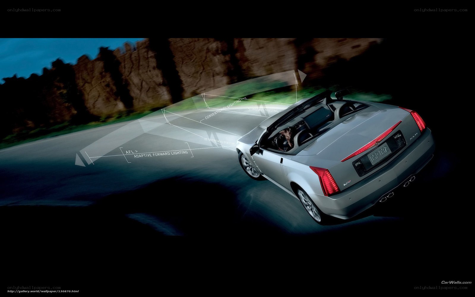 Cadillac XLR driving at night