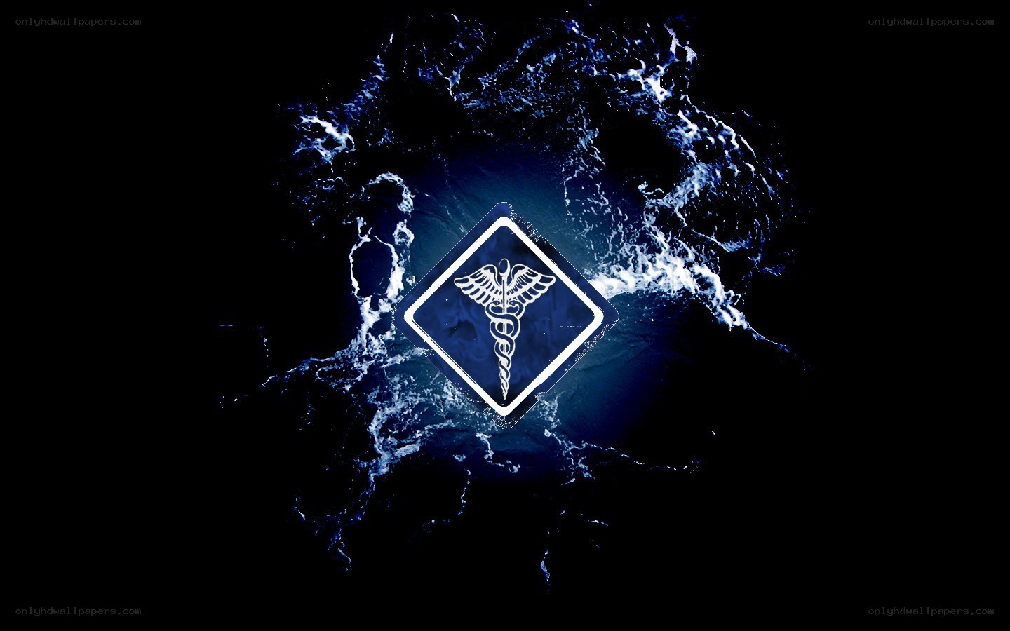 Caduceus symbol in water