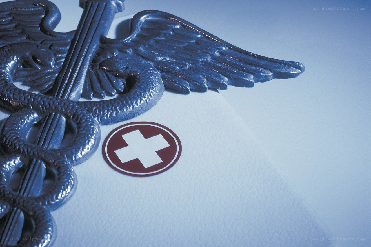 Caduceus symbol with medical cross