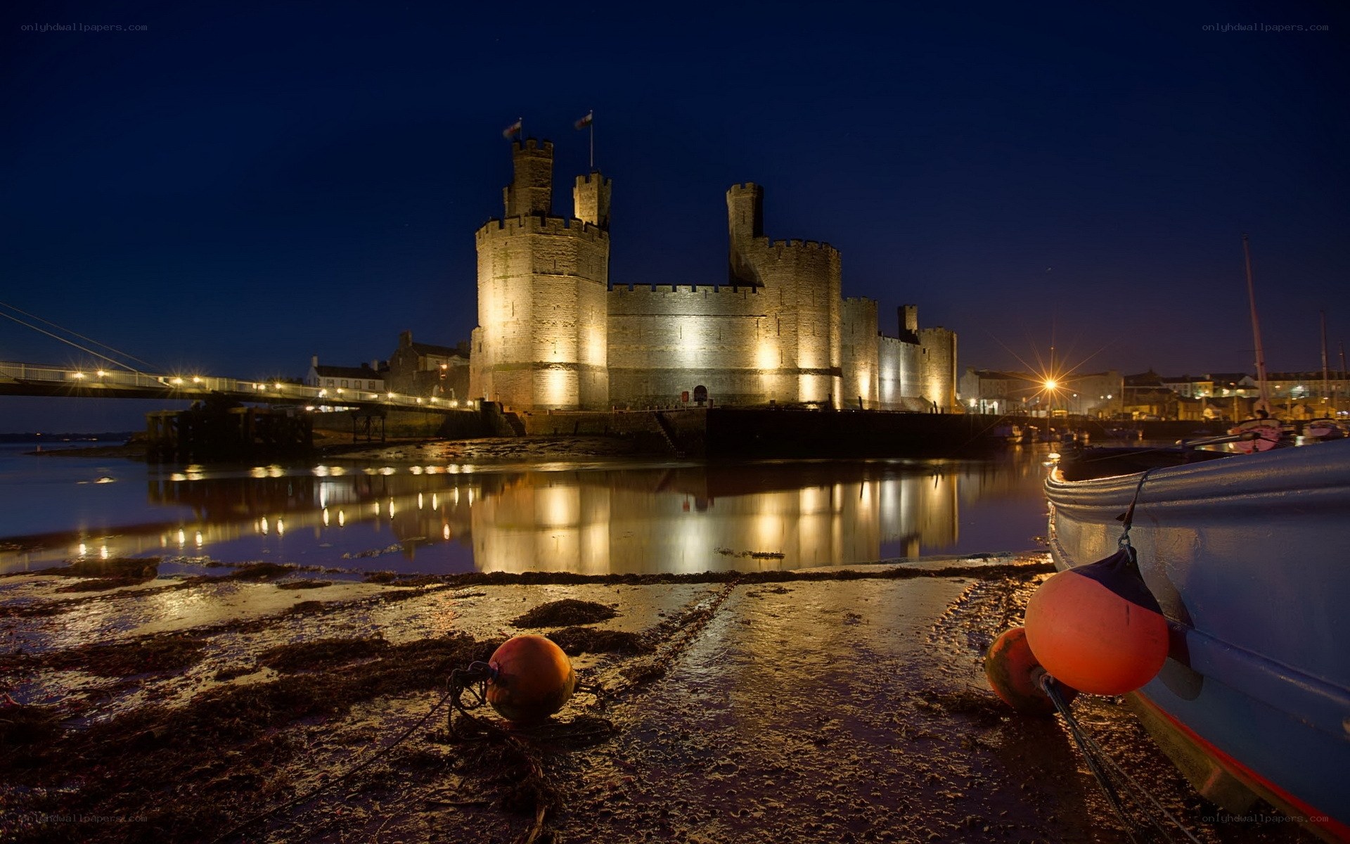 Caernarfon Castle at night