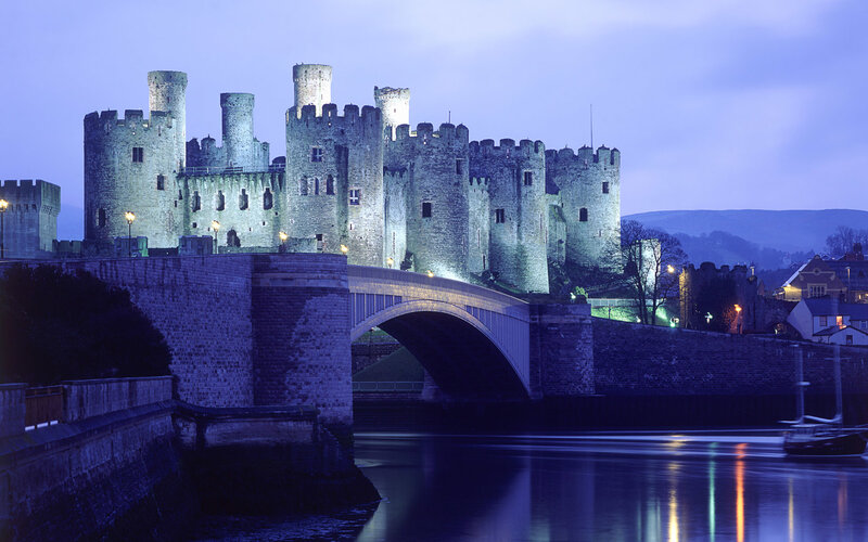 Caernarfon Castle — Blue, Serene, Night, Photograph