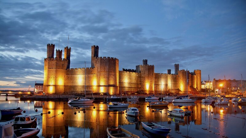 Caernarfon Castle — Blue, Serene, Sunset, Photograph