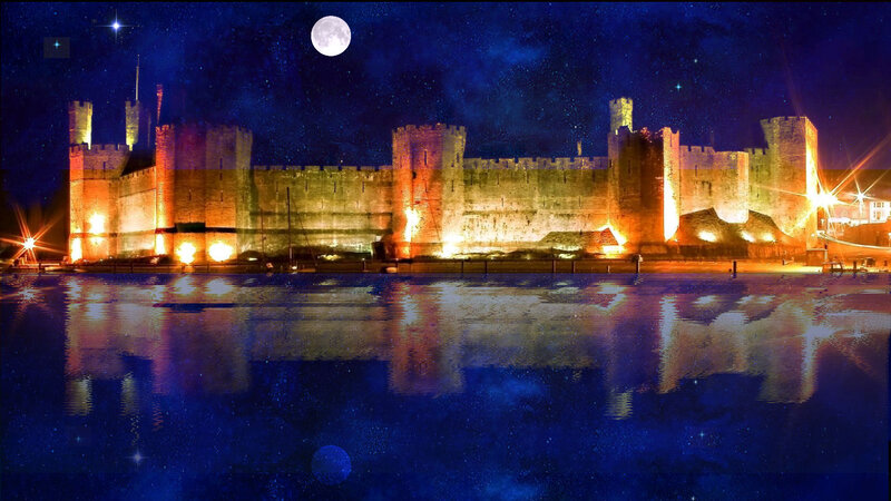 Caerphilly Castle — Blue, Dramatic