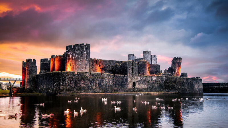 Caerphilly Castle — Orange, Dramatic