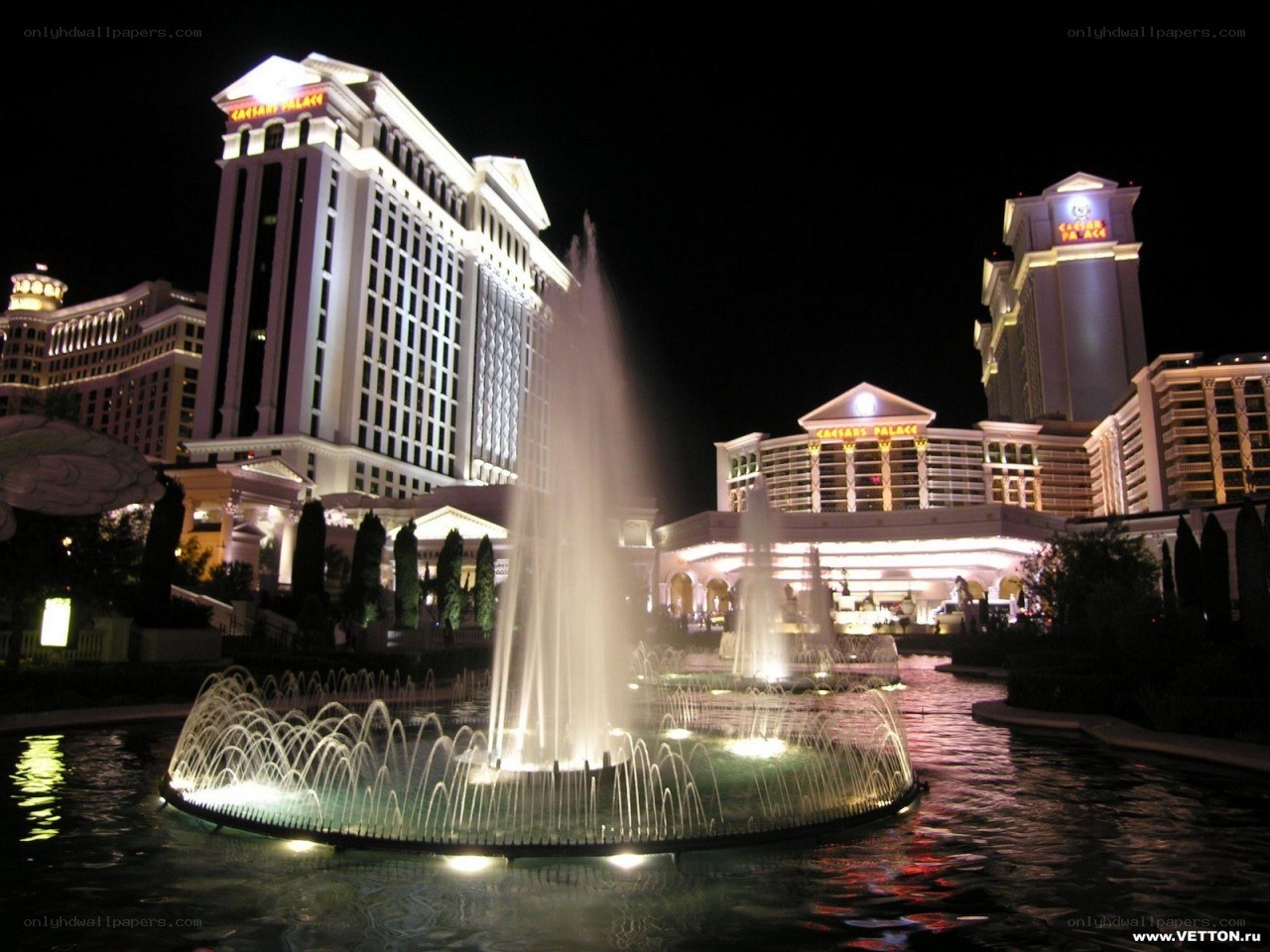 Caesars Palace at night