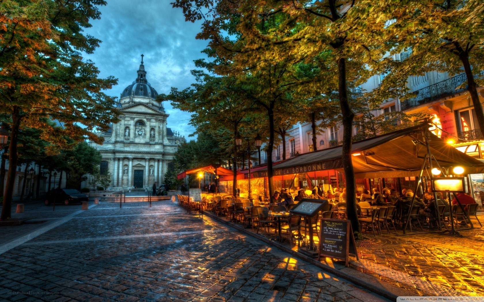 Cafe at dusk in Paris