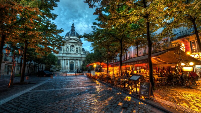 Cafe at dusk in Paris