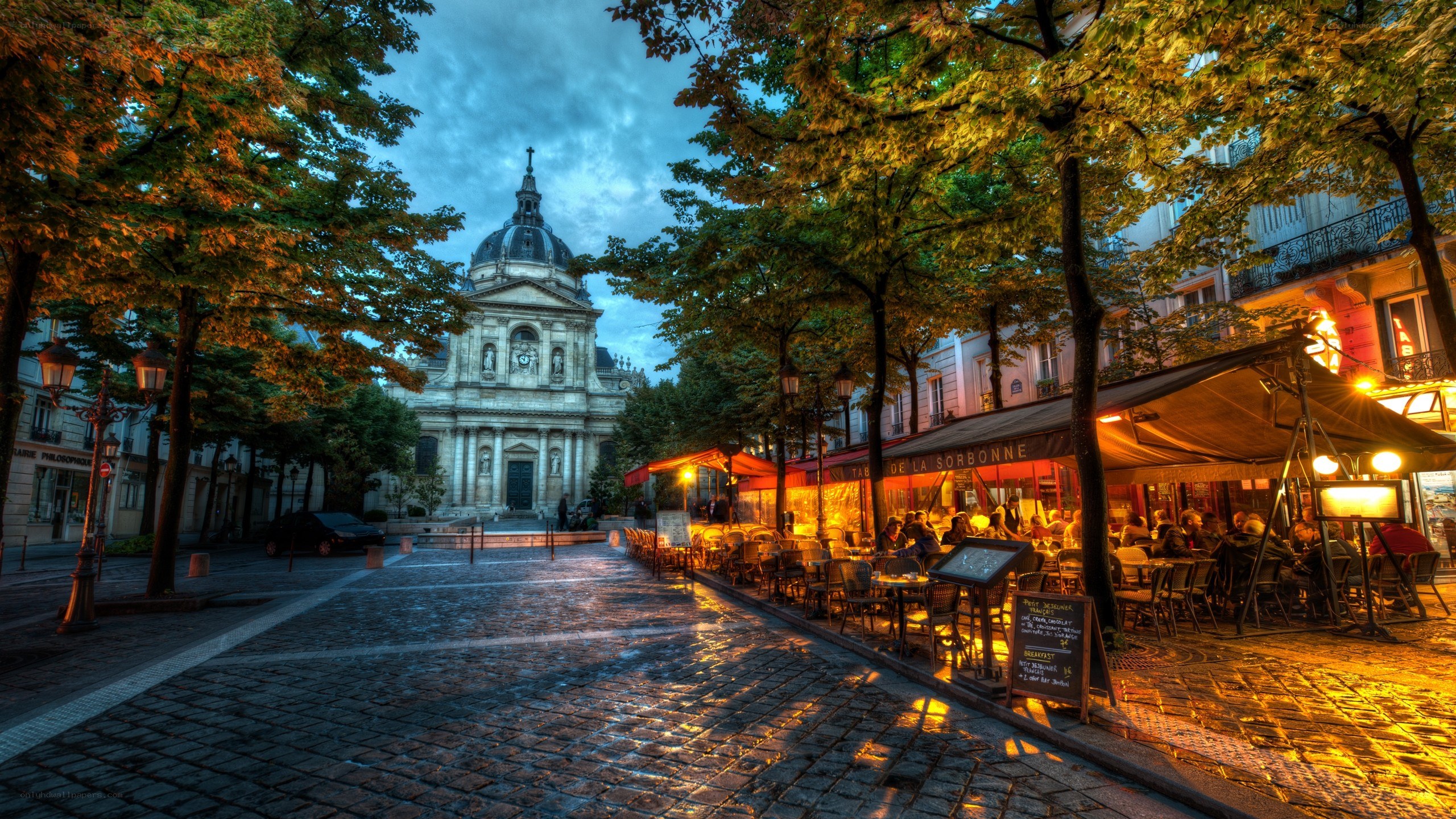 Cafe at dusk in Paris