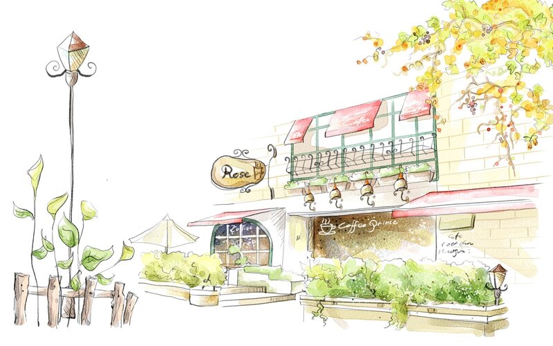 Cafe exterior sketch
