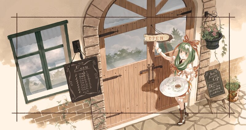 Cafe girl with tray